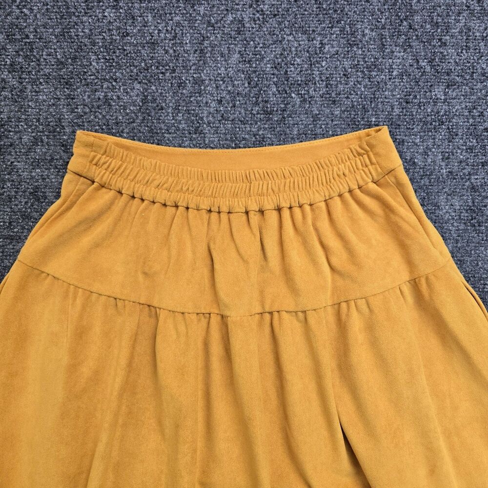 by Anthropologie Yoked Faux Suede Maxi Boho Skirt Size XS Marigold Yellow - Picture 7 of 11